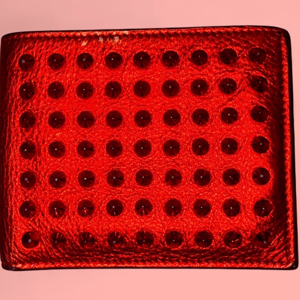 Christian Louboutin Red Studded Leather Bi-Fold Wallet |Authentic-Project Wallet